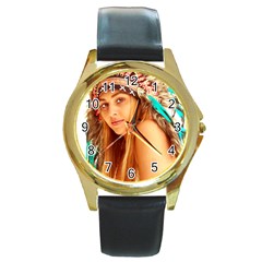 Indian 27 Round Gold Metal Watch