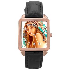 Indian 27 Rose Gold Leather Watch  by indianwarrior