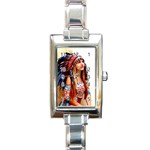 Indian 21 Rectangle Italian Charm Watch Front