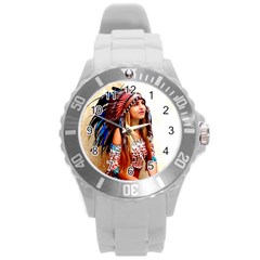 Indian 21 Round Plastic Sport Watch (l) by indianwarrior