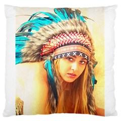 Indian 14 Large Flano Cushion Case (two Sides) by indianwarrior