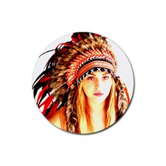 Indian 3 Rubber Round Coaster (4 Pack)  by indianwarrior