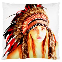 Indian 3 Large Flano Cushion Case (one Side) by indianwarrior