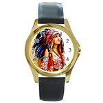 Indian 22 Round Gold Metal Watch Front