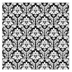 Black & White Damask Pattern Large Satin Scarf (square) by Zandiepants