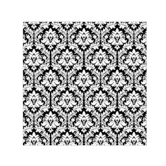 Black & White Damask Pattern Small Satin Scarf (square) by Zandiepants