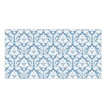 White On Light Blue Damask Satin Shawl Front