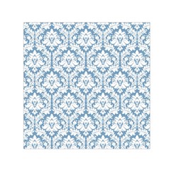 White On Light Blue Damask Small Satin Scarf (square) by Zandiepants