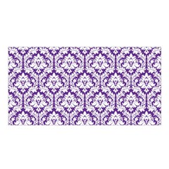 White On Purple Damask Satin Shawl by Zandiepants