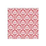 White On Red Damask Satin Bandana Scarf Front