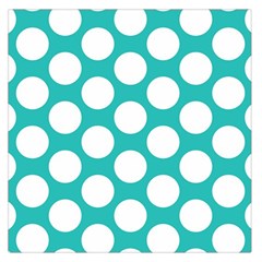 Turquoise Polkadot Pattern Large Satin Scarf (square) by Zandiepants