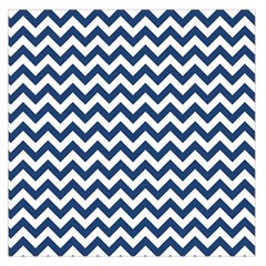 Dark Blue And White Zigzag Large Satin Scarf (Square)