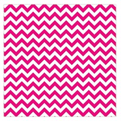 Hot Pink And White Zigzag Large Satin Scarf (square) by Zandiepants