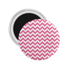 Pink And White Zigzag 2 25  Magnets by Zandiepants