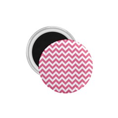 Pink And White Zigzag 1 75  Magnets by Zandiepants