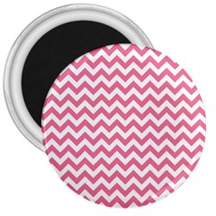 Pink And White Zigzag 3  Magnets by Zandiepants