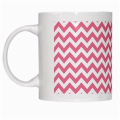 Pink And White Zigzag White Mugs by Zandiepants