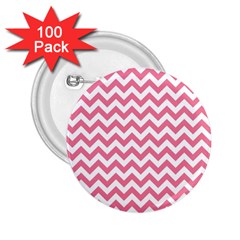 Pink And White Zigzag 2 25  Buttons (100 Pack)  by Zandiepants