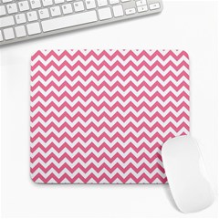 Pink And White Zigzag Large Mousepads by Zandiepants