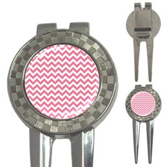 Pink And White Zigzag 3-in-1 Golf Divots by Zandiepants