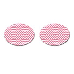 Pink And White Zigzag Cufflinks (oval) by Zandiepants