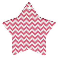 Pink And White Zigzag Star Ornament (two Sides)  by Zandiepants