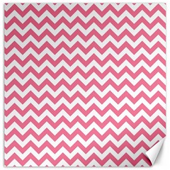 Pink And White Zigzag Canvas 12  X 12   by Zandiepants