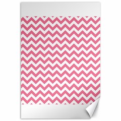 Pink And White Zigzag Canvas 12  X 18   by Zandiepants