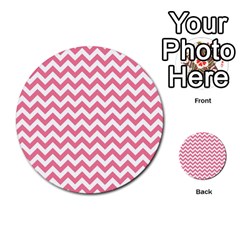 Pink And White Zigzag Multi-purpose Cards (round)  by Zandiepants