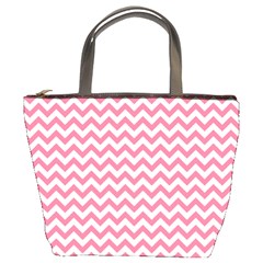 Pink And White Zigzag Bucket Bags by Zandiepants