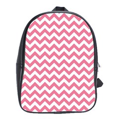 Pink And White Zigzag School Bags(large)  by Zandiepants