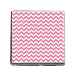 Pink And White Zigzag Memory Card Reader (square) by Zandiepants