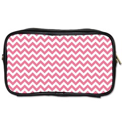 Pink And White Zigzag Toiletries Bags by Zandiepants