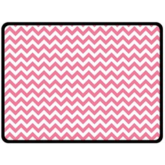 Pink And White Zigzag Fleece Blanket (large)  by Zandiepants