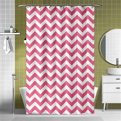 Pink And White Zigzag Shower Curtain 48  X 72  (small)  by Zandiepants