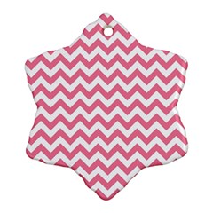 Pink And White Zigzag Snowflake Ornament (2-side) by Zandiepants