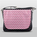 Pink And White Zigzag Messenger Bags Front