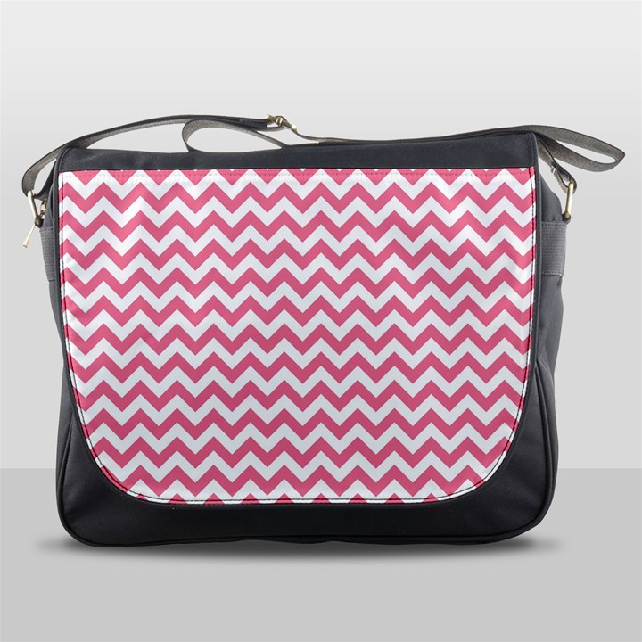 Pink And White Zigzag Messenger Bags