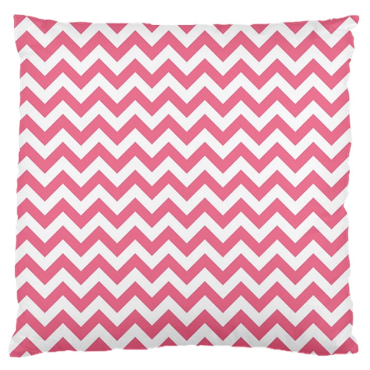 Pink And White Zigzag Large Cushion Case (Two Sides)