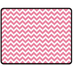 Pink And White Zigzag Double Sided Fleece Blanket (medium)  by Zandiepants