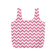 Pink And White Zigzag Full Print Recycle Bags (s)  by Zandiepants