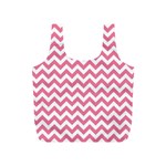 Pink And White Zigzag Full Print Recycle Bags (S)  Front