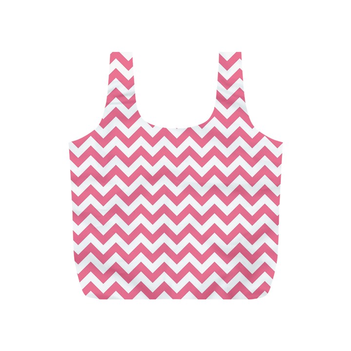 Pink And White Zigzag Full Print Recycle Bags (S) 