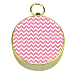 Pink And White Zigzag Gold Compasses by Zandiepants