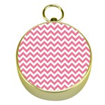 Pink And White Zigzag Gold Compasses Front