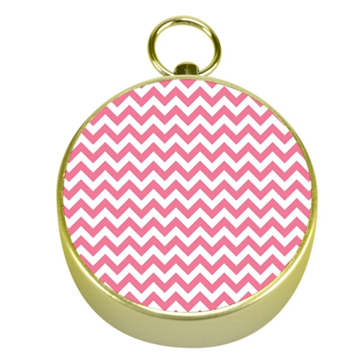 Pink And White Zigzag Gold Compasses