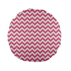 Pink And White Zigzag Standard 15  Premium Flano Round Cushions by Zandiepants