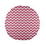 Pink And White Zigzag Standard 15  Premium Flano Round Cushions Front