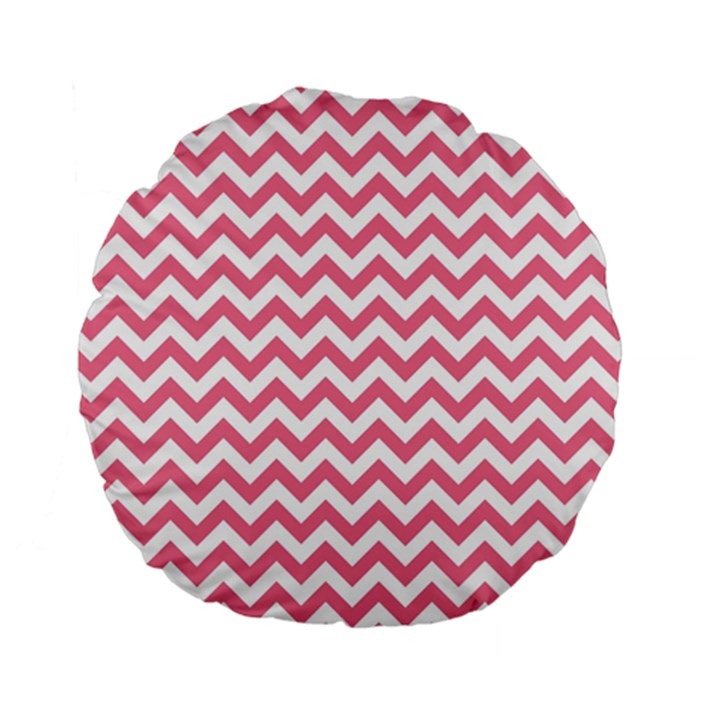 Pink And White Zigzag Standard 15  Premium Flano Round Cushions