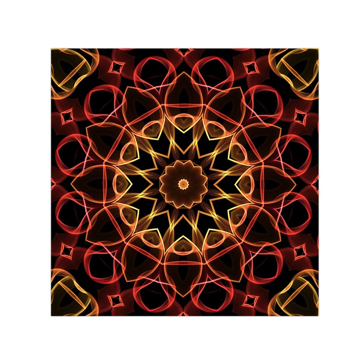 Yellow And Red Mandala Small Satin Scarf (Square)